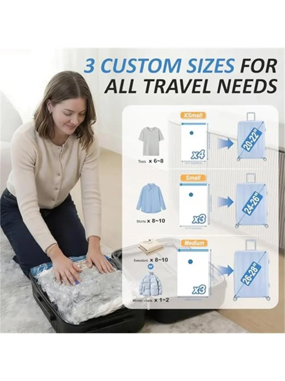 Vacuum Storage Bags Space Saver Travel Luggage Organizer Set with Pump 10 Piece